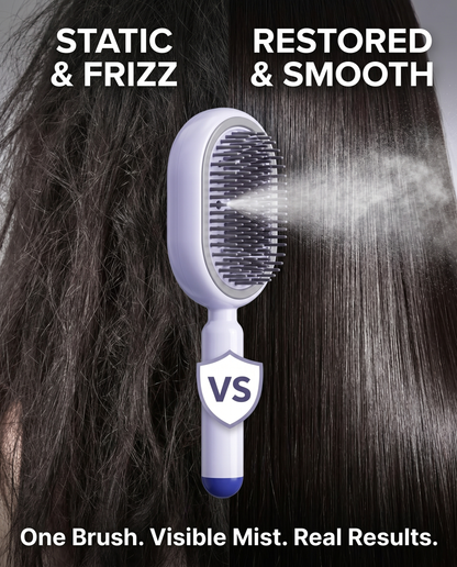 Static and frizz vs restored smooth — product before and after