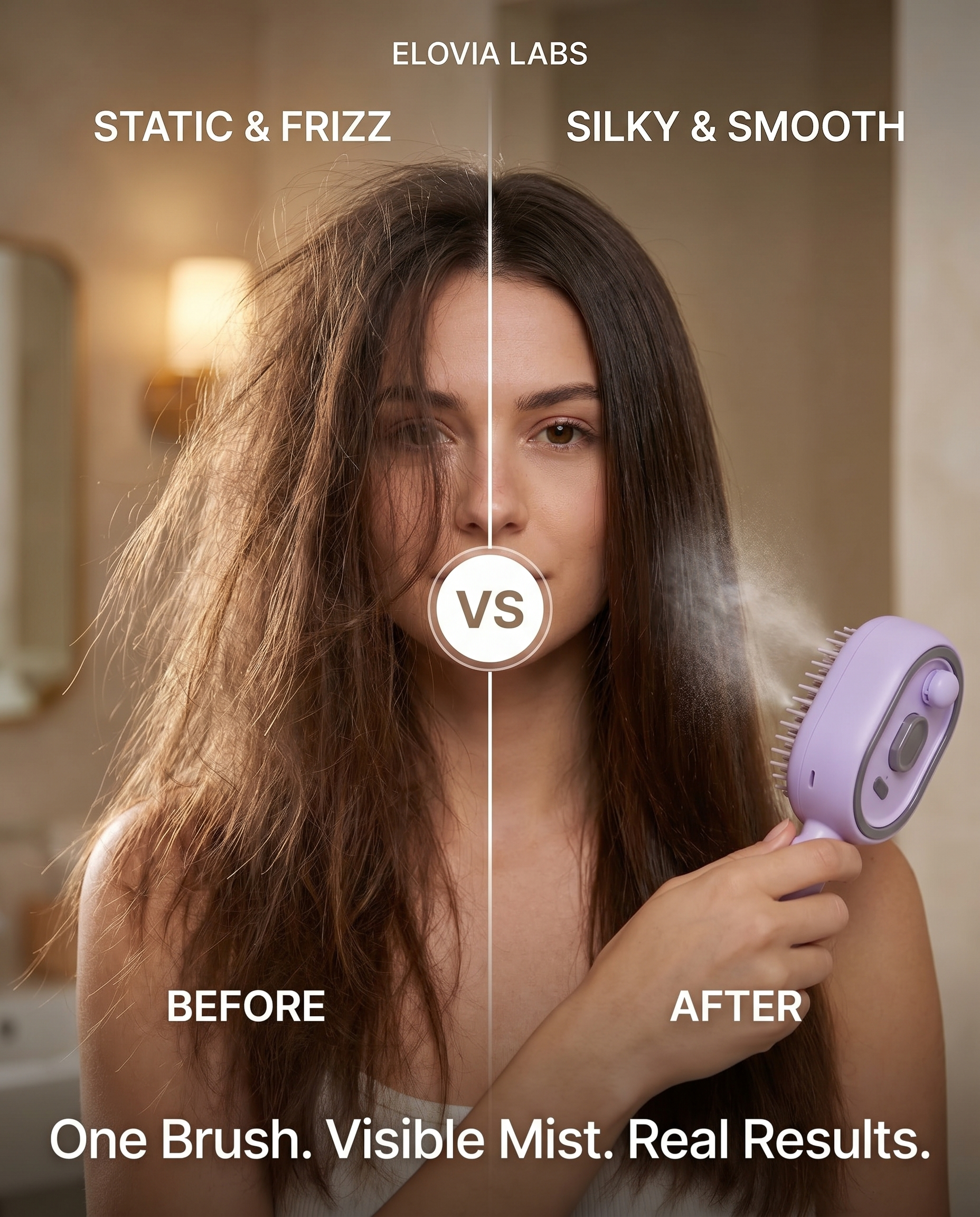 Smart brush with visible nano-mist technology