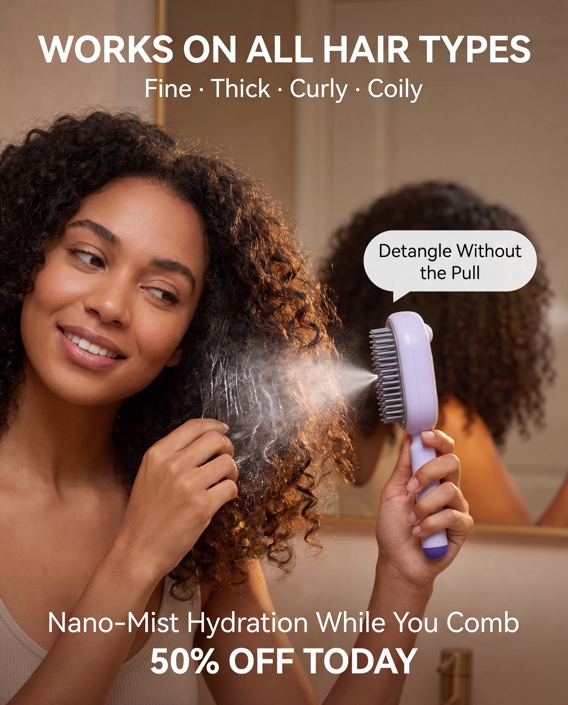 Works on all hair types — curly, straight, thick, and fine