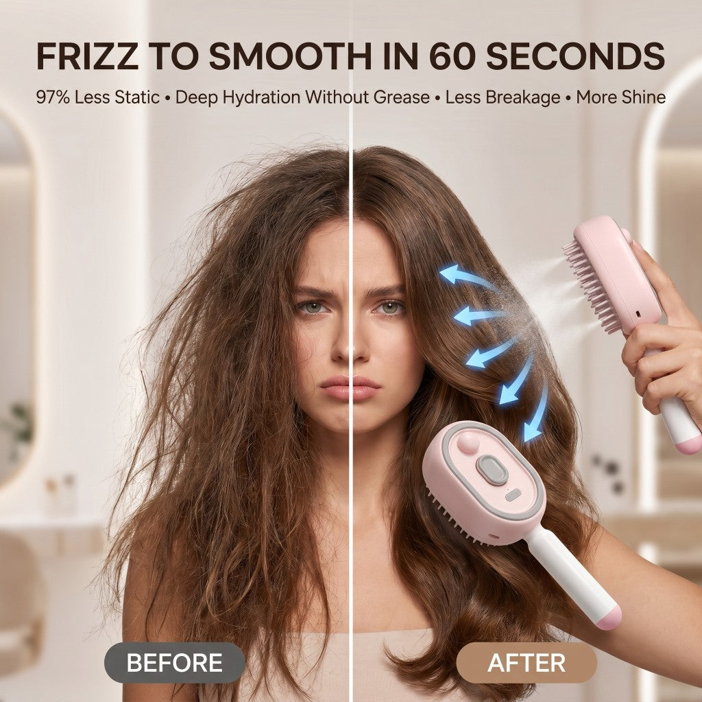 Frizz to smooth in 60 seconds — 97% less static, deep hydration without grease, less breakage, more shine