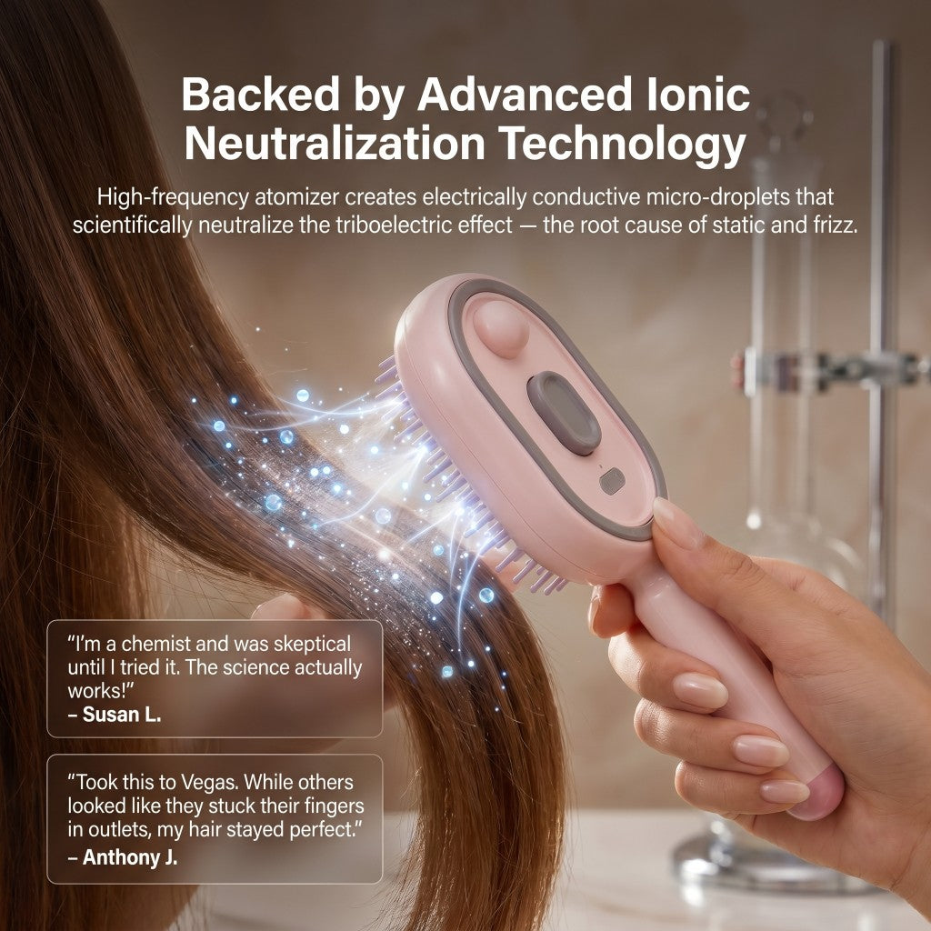 Advanced ionic neutralization technology — micro-droplets neutralize static and frizz at the source