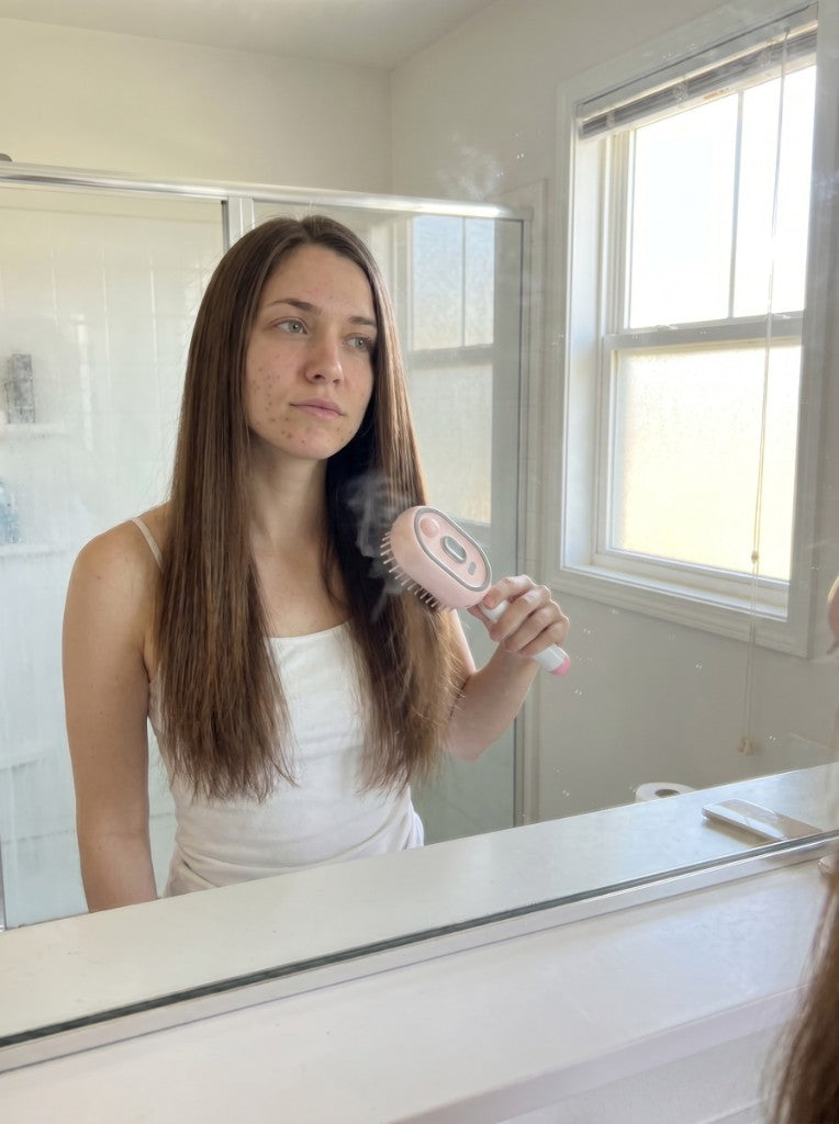 Smooth, frizz-free hair after using the Elovia brush